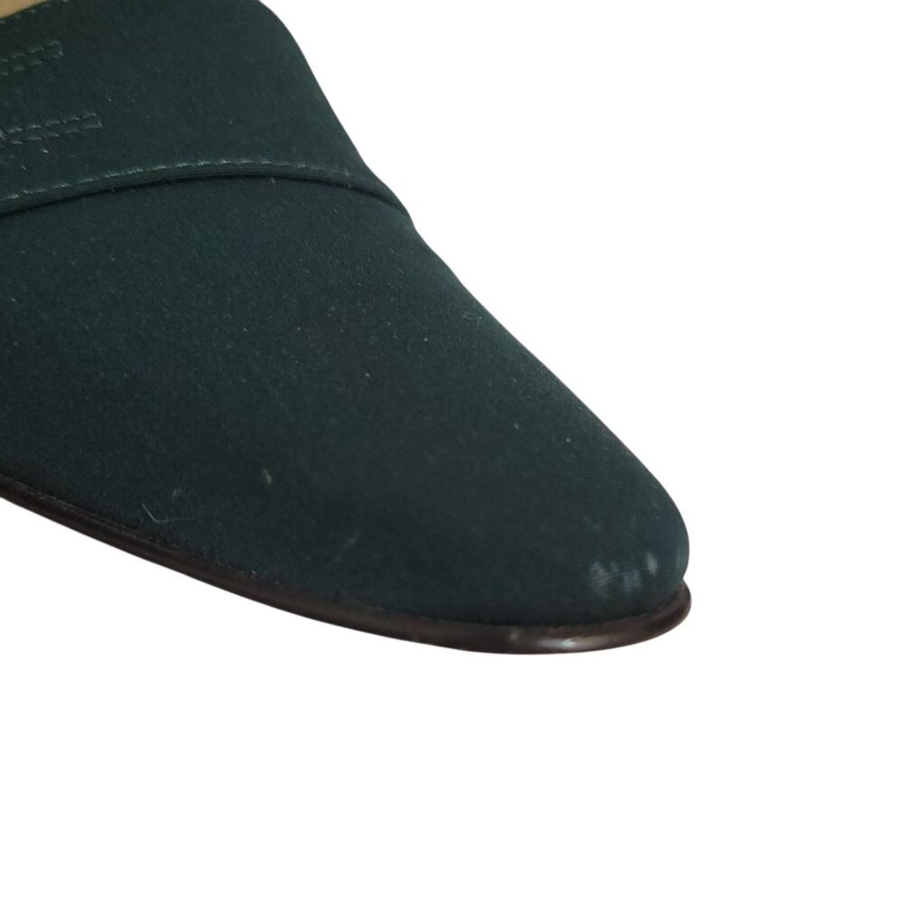 Vintage Laura Scott Green Satin Kitten Heel Shoes Size 6.5 With Button Detail - Picture 12 of 16
